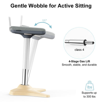 ERGO COLLECT Wobble Stool for Standing Desk, Height Adjustable 22"-31.9", Ergonomic Sit Stand Chair with Non-Slip Base & Upgraded Lift, Home Office Active Sitting Stool