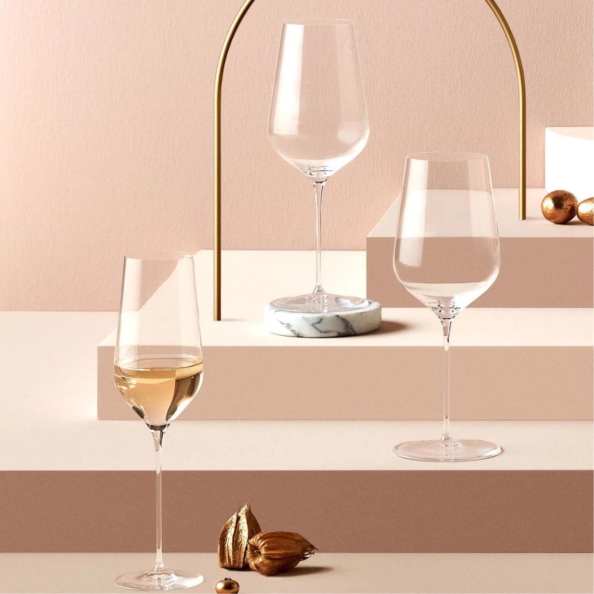 Nude Stem Zero Trio White Wine Glass 14.25 oz, Crystal Clear Wine Glass, | Lead - Free |, Stem Unique Modern Wine Glasses, Perfect for Cocktail