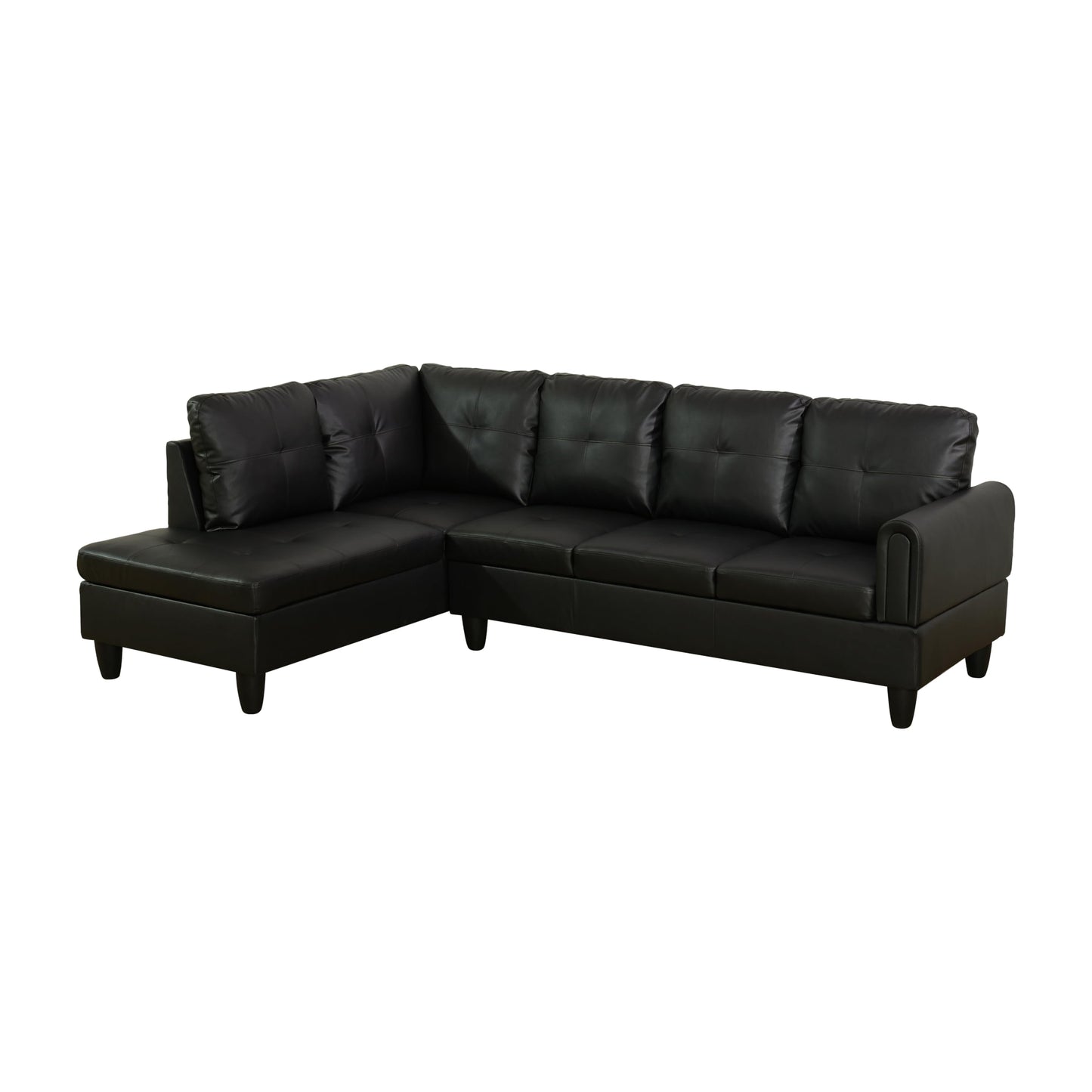 NicBex 2 Piece Set Modular Sectional Sofa,Modern Faux Leather Living Room Sofa Set,Sectional Sofa Set with Sofa and Chaise,Modular Sofa with Comfortable Wide Seats and Cushions,Ebony