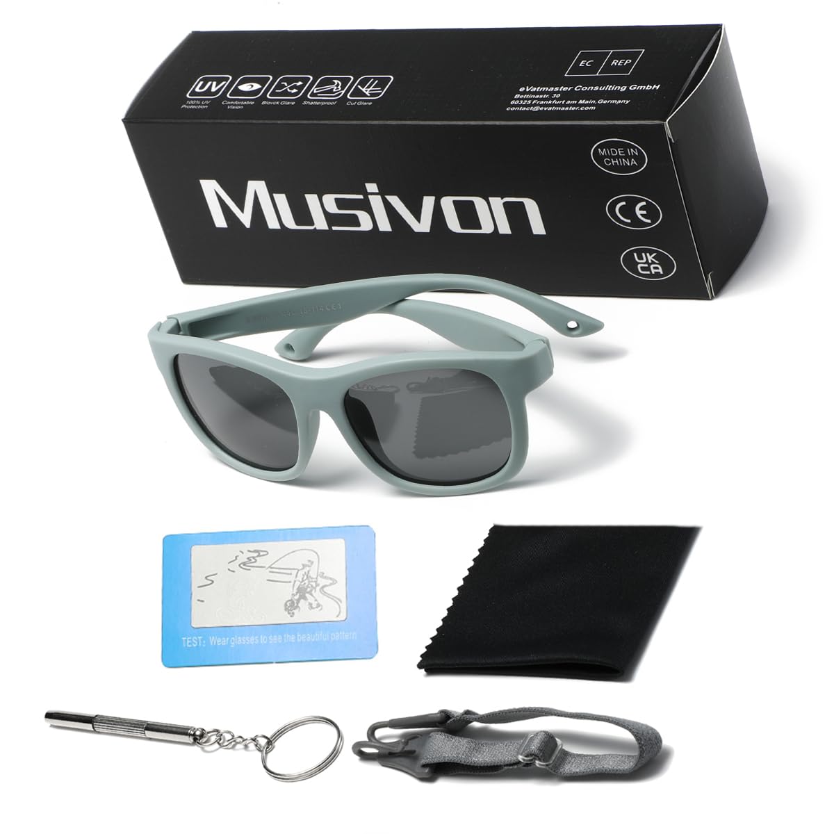 Musivon Baby Sunglasses 6 Months - 2.5 Years, Toddler Sunglasses for Kids Infant Boys Girl Flexible Frame with Strap