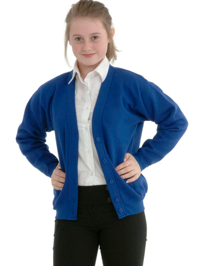 Miss Chief Girls Smart School Cardigan Sweatshirt Uniform Age 3 4 5 6 7 8 9 10 11 12 13 ((30) 9-10yrs, Royal Blue)