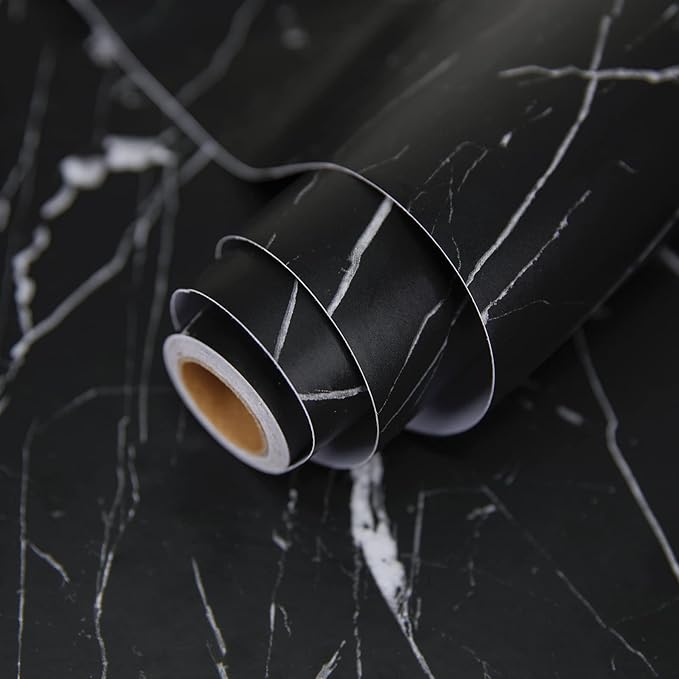 practicalWs 17.71''×196.8'' Marble Contact Paper Black/White Peel and Stick