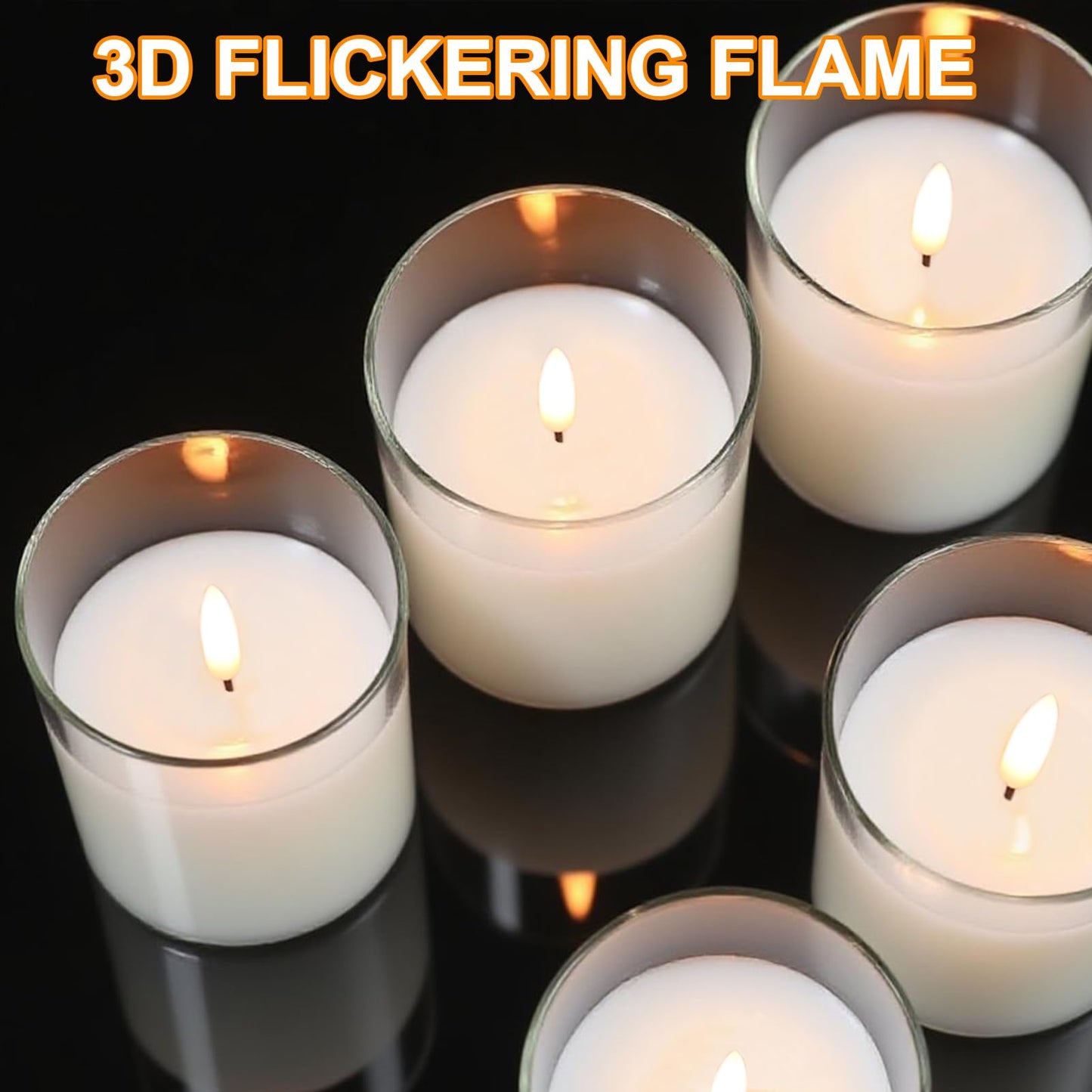 KunSwenn Rechargeable Candles with Remote Timer, Clear Glass Flameless Candles Flickering with Charging Cable, 3 Pack Real Wax LED Pillar Candle for Halloween Christmas Home Decor (D3” x H4”5”6”)