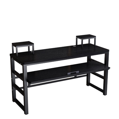 Zreephy Music Studio Recording Desk with 1 Piano Keyboard Tray, Music Production Workstation, Home Office Furniture Wooden Table (Black Board + Black Frame, 63 inches)