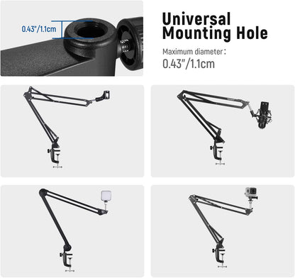NEEWER Metal Table Mounting Clamp for Microphone Suspension Boom Scissor Arm Stand Holder with an Adjustable Positioning Screw, Fits up to 1.9inch/5centimeters Desktop Thickness (Black)