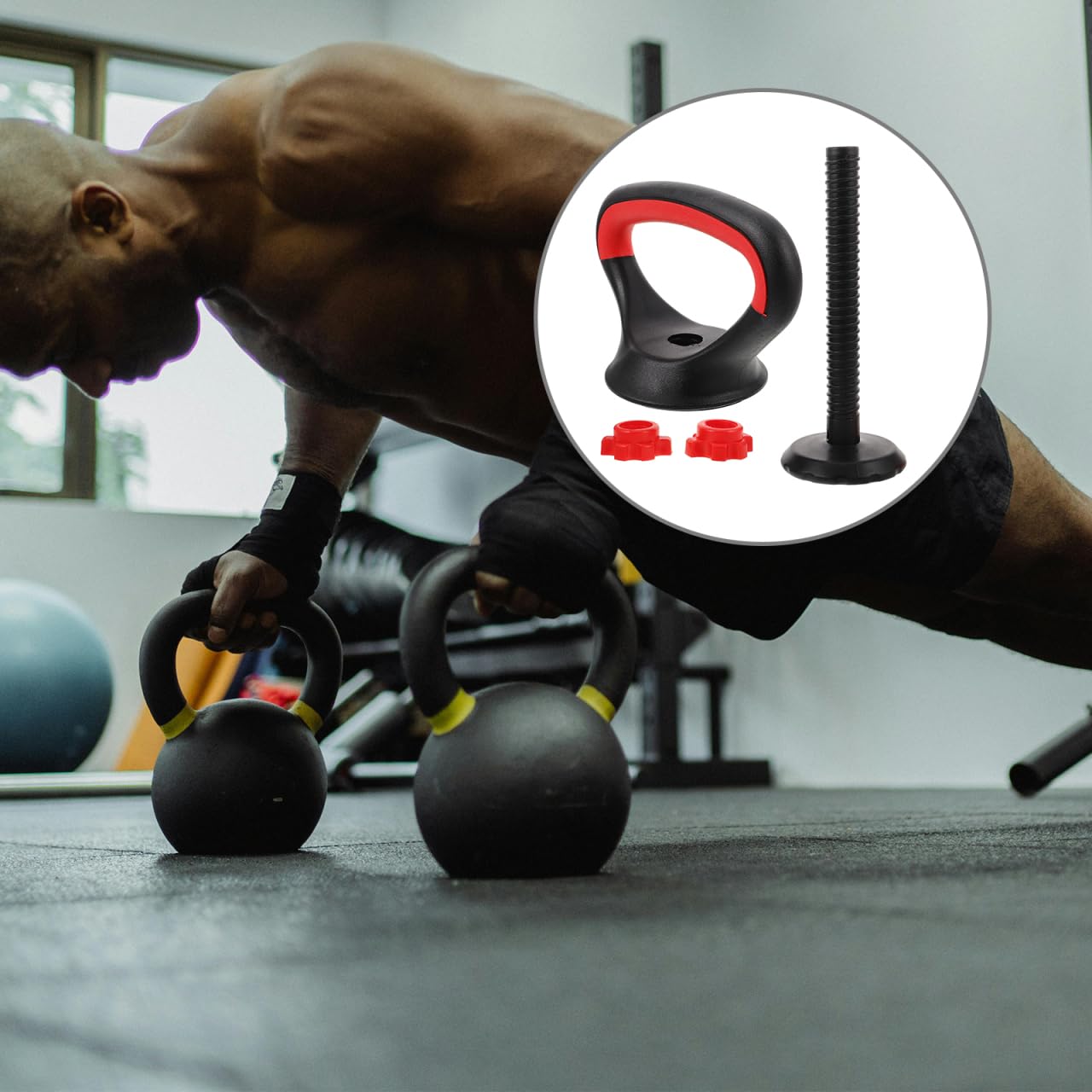 LIOOBO Kettlebell Handle for Dumbbells: Adjustable Kettlebell Grip Attachment for Strength Training, Portable Dumbbell Converter Adapter for Home Gym Workout Fit Adjustable Weights