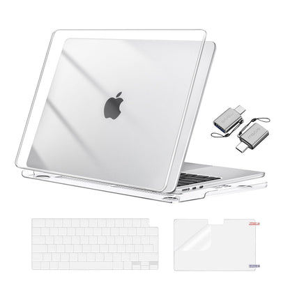 MOSISO Compatible with MacBook Air 13 inch Case M4 M3 M2 2025 2024 2023 2022 A3240 A3113 A2681, Hard Shell for MacBook Air 13.6 inch Case &Keyboard Cover&Screen Film&Type C Adapter, Crystal Clear