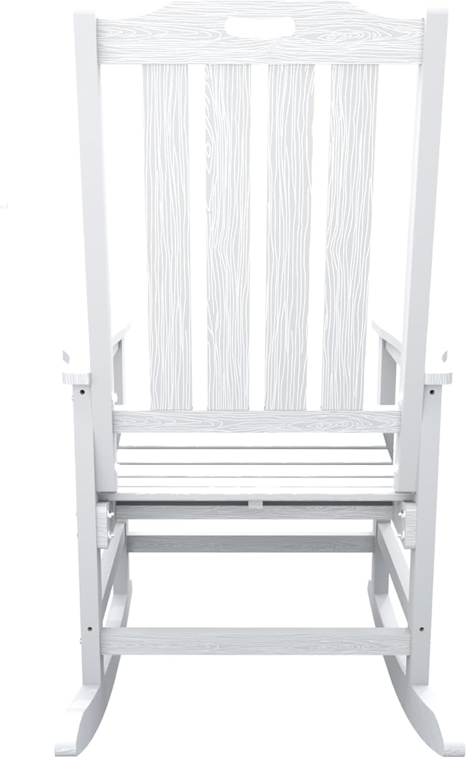 Oversized Rocking Chair Set of 8, Outdoor Rocking Chair for Adults, All Weather Resistant Porch Rocker for Lawn Garden, White