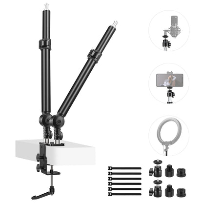 NEEWER Extendable Camera Desk Mount with Ball Head, 17"-40" Adjustable Table Light Stand with 1/4" Screw & C Clamp for DSLR Camera, Ring Light, Live Stream, Vlog, Max Load: 6.6lb/3kg, TL283 (RED)