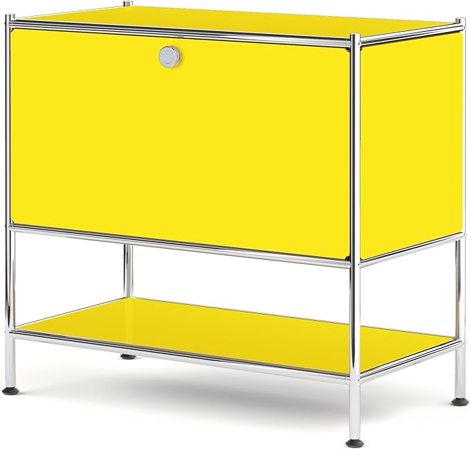Metal Sidetable with Flap Door, 27.5" Height