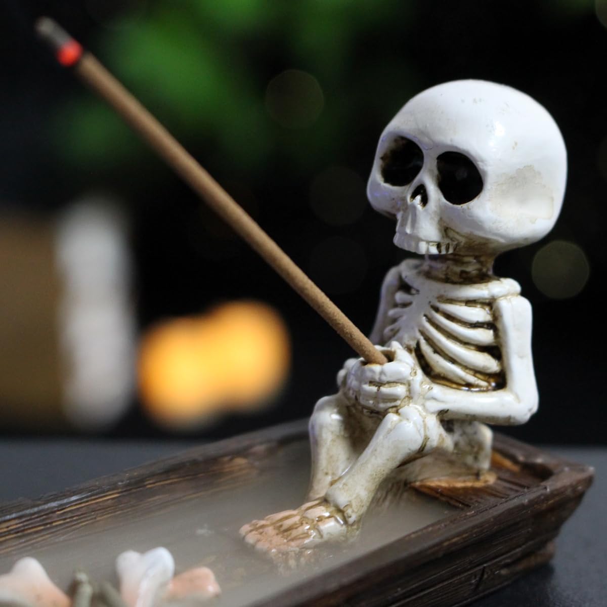 Incense Burner, backflow Incense Burner,Skeleton Ship Incense Holder,Hand-Carved Decorations,Cool Room Decorations, Awesome and Ideal Gifts, Brown