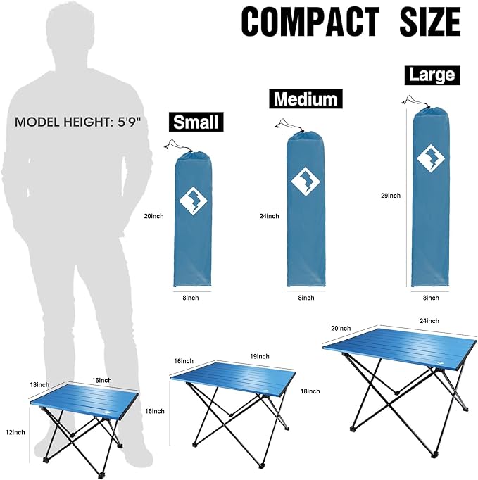 VILLEY Portable Camping Side Table, Ultralight Aluminum Folding Beach Table
