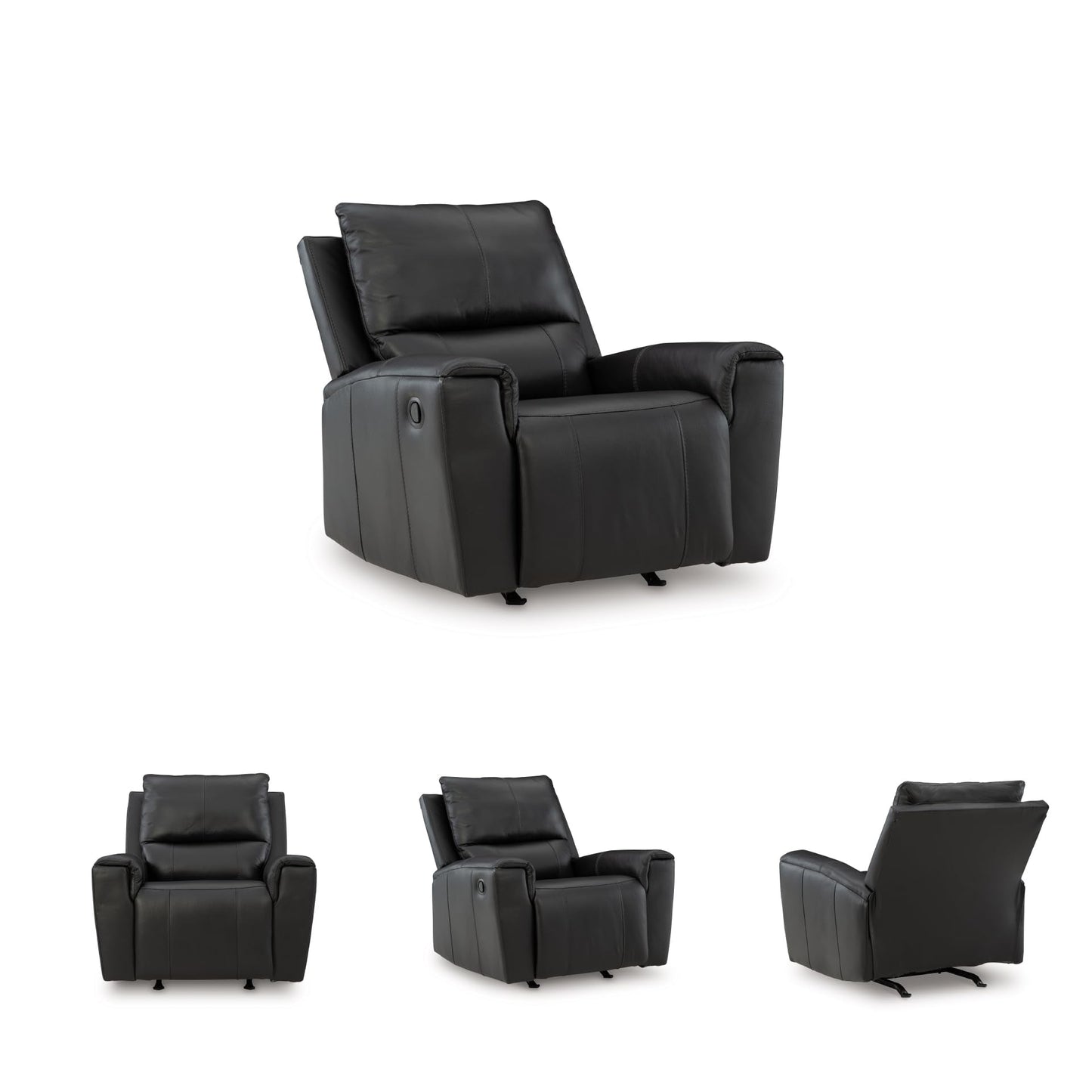 Signature Design by Ashley Glassmere Contemporary Leather Match Rocker Recliner with Arm Rest, Black