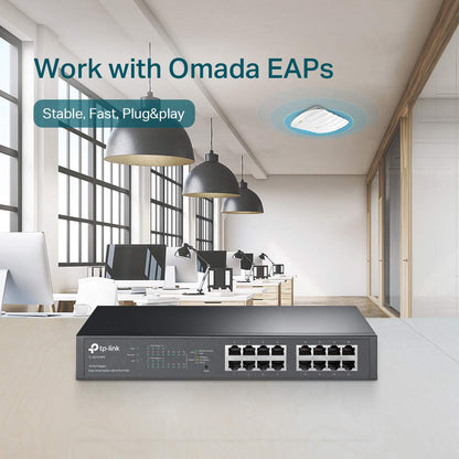 TP-Link TL-SG1016PE | 16 Port Gigabit PoE Switch | Easy Smart Managed | 8 PoE+ Ports @150W | Plug & Play | Sturdy Metal w/ Shielded Ports | QoS, Vlan, IGMP & LAG, Free Expert Help
