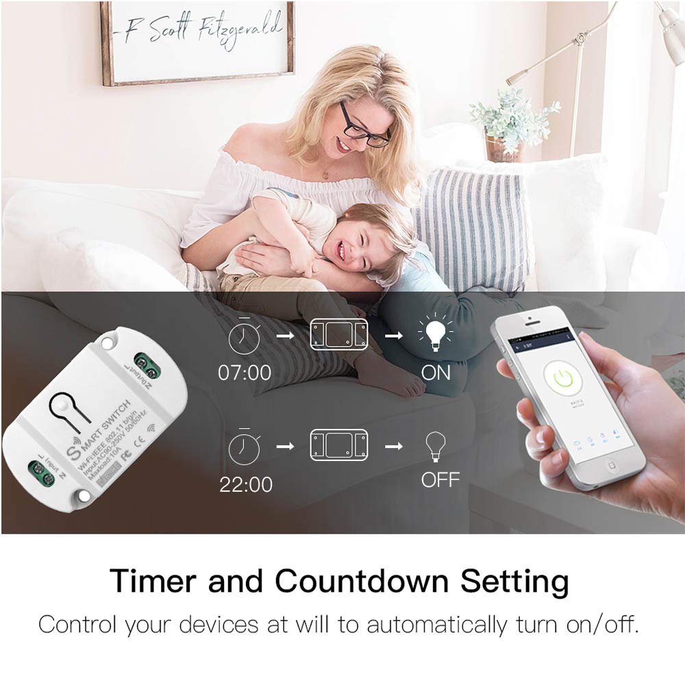 RODOT 10A Basic Wi-Fi Wireless Smart Switch for Smart Home Smart Life APP Compatible with Alexa & Google Home Assistant No Hub Required Support DIY Module (3 pcs)
