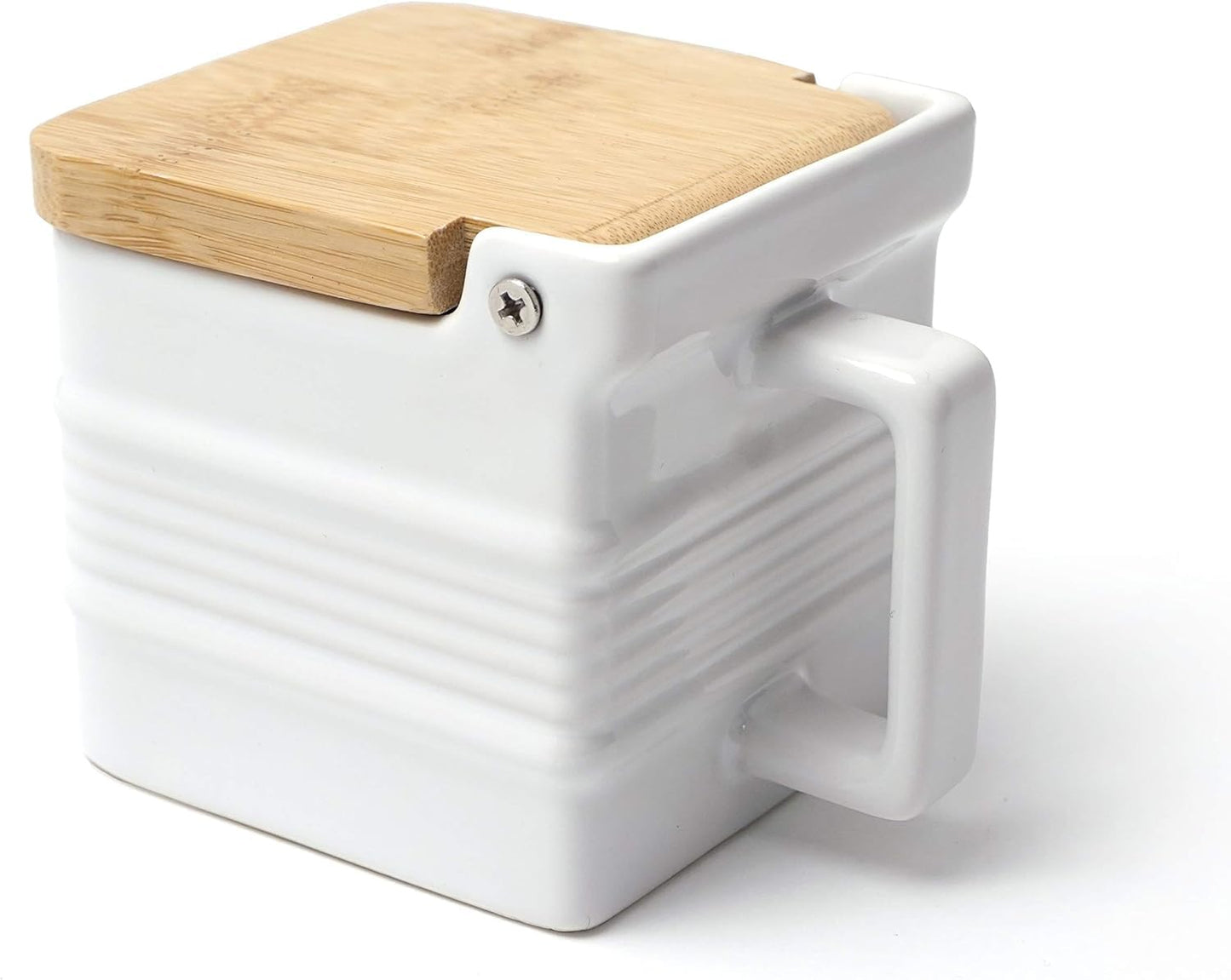 RSVP International White Stoneware Kitchen Collection, Salt Box, 4.5x3.25x3.5"