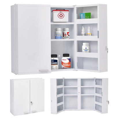 Mount Brook Large Locking Medicine Cabinet Wall Mounted - Metal Medical Cabinet with 11 Shelves - Medicine Cabinet with Lock and Keys for Safe Medication Storage