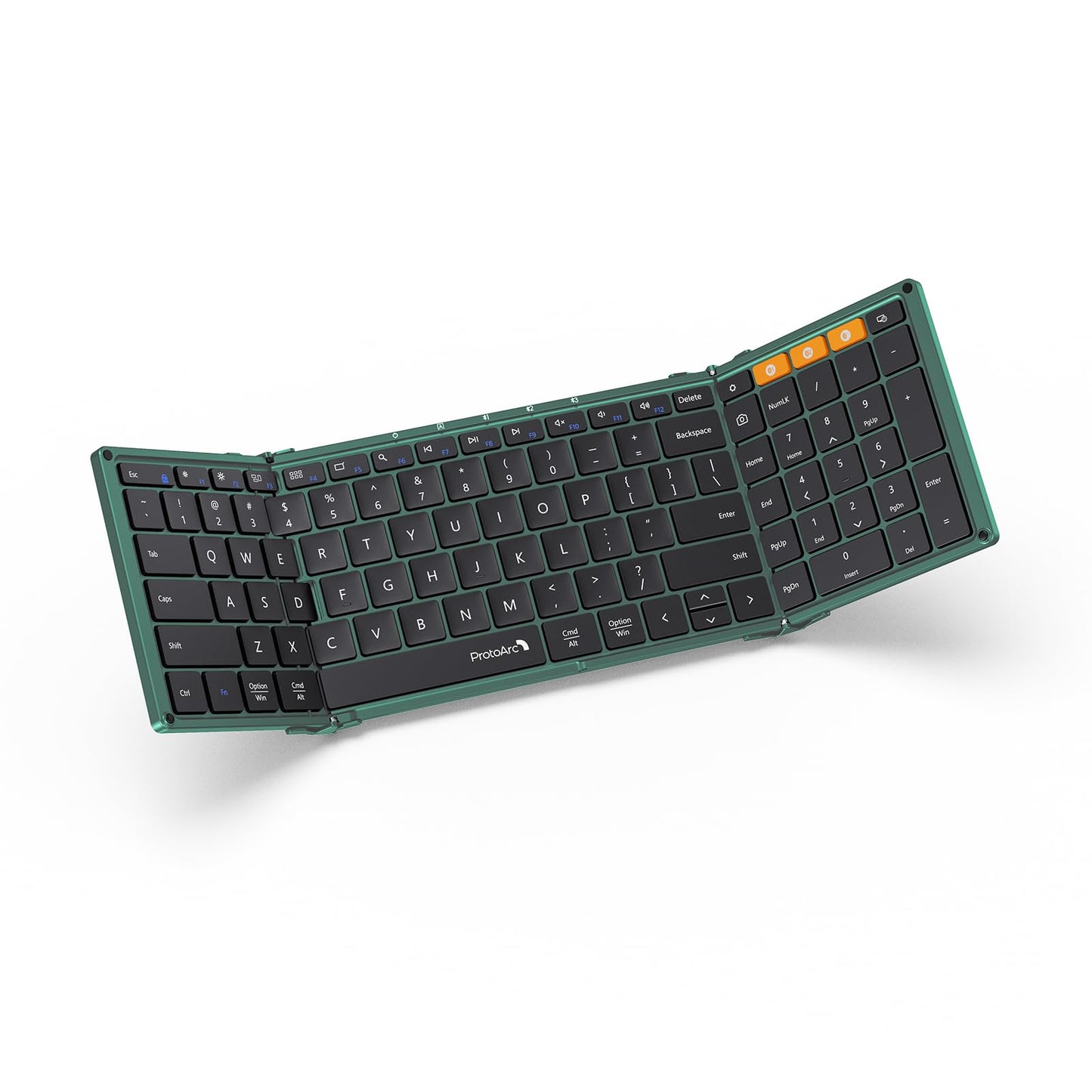 ProtoArc Foldable Bluetooth Keyboard, XK01 Folding Wireless Portable Keyboard with Numeric Keypad, Full-Size Travel Keyboards for iPad Tablet Smartphone Laptop PC Windows iOS Android, Black