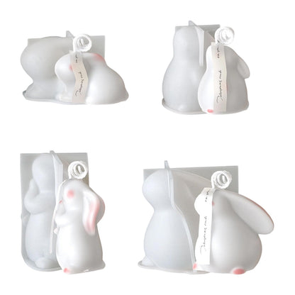 Airssory 4 Pcs 4 Styles 3D Rabbit Candle Silicone Molds Resin Animal Bunny Casting Molds for Easter Home Party Decor Soap Candle DIY