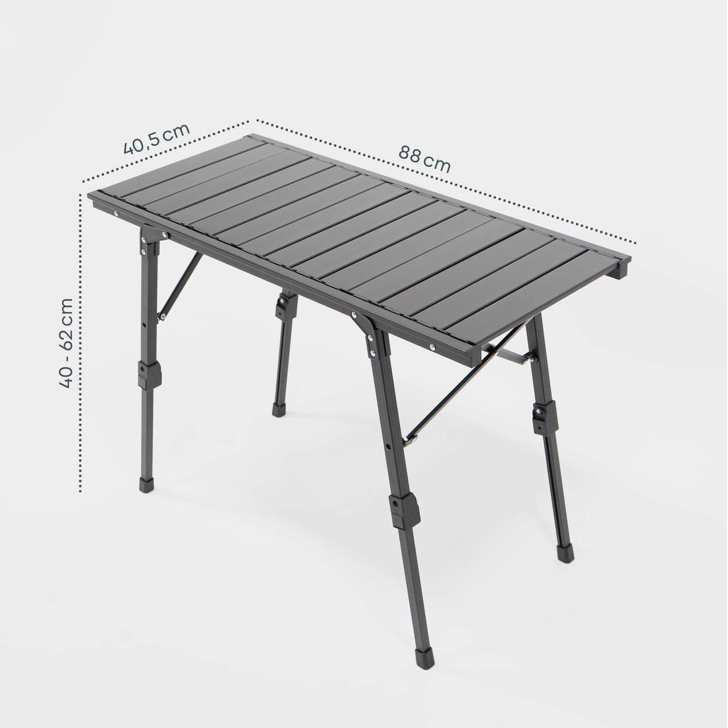 BOXIO - Folding Camping Table 88 x 40 cm Weatherproof Stable & Foldable Height-Adjustable Outdoor Table for Camping, Garden, Balcony & Motorhome Accessories (With Bag)