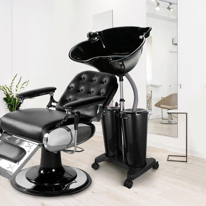 johgee Adjustable Portable Shampoo Bowl with Electric Pump,Hair Washing Station Sink with Buckets&Drain Hoses,Portable Wash Bowl for Hairstylist,Portable Salon Sink Hair Wash Basin for Home Barber Use