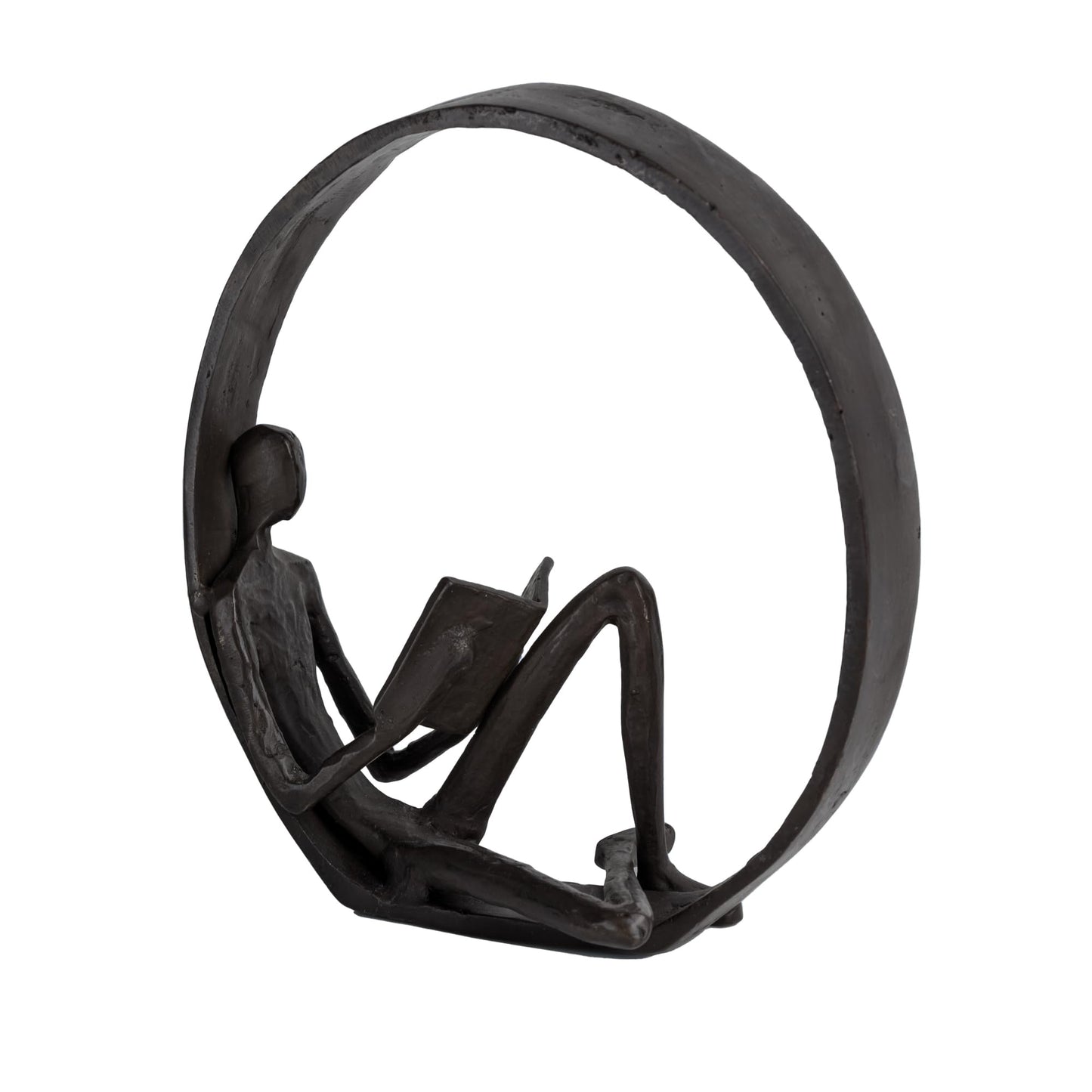 Danya B. Contemporary Encircled Male & Female Reader Cast Iron Sculpture Bookend Statues (Single Male)