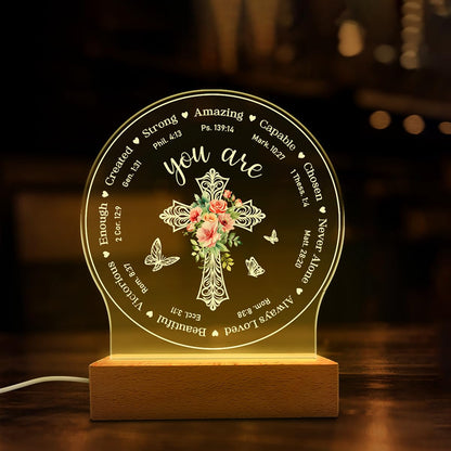 Christian Night Light - Bible Verses Acrylic Night Light for Women - Inspirational Religious Gift Decor for Birthday Christmas