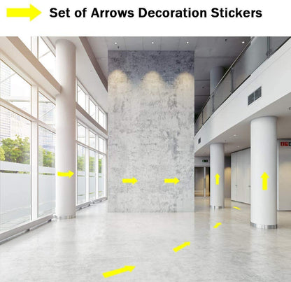 30 Pack - Large 7 Inch Directional Arrow Decal Stickers - Featuring A Floor Safe Removable Adhesive - Perfect for Classroom Sensory Pathways, Special Events and Social Distancing floor markers - Yellow