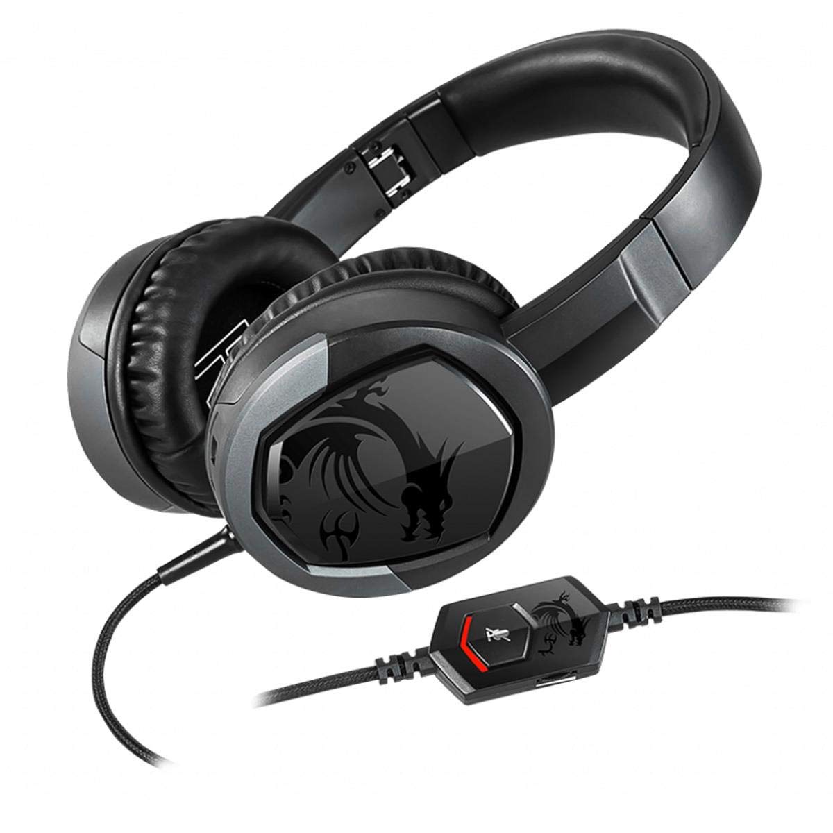 MSI Gaming Detachable Microphone Lightweight and Foldable Headband Design Gaming Headphone (Immerse GH30 V2), Black, Large