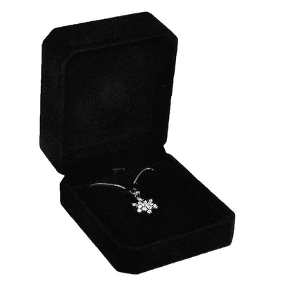 2Pcs Classic Velvet Necklace Box for Jewelry Gift, Black Pendant Display Case for Wedding Engagement Anniversary