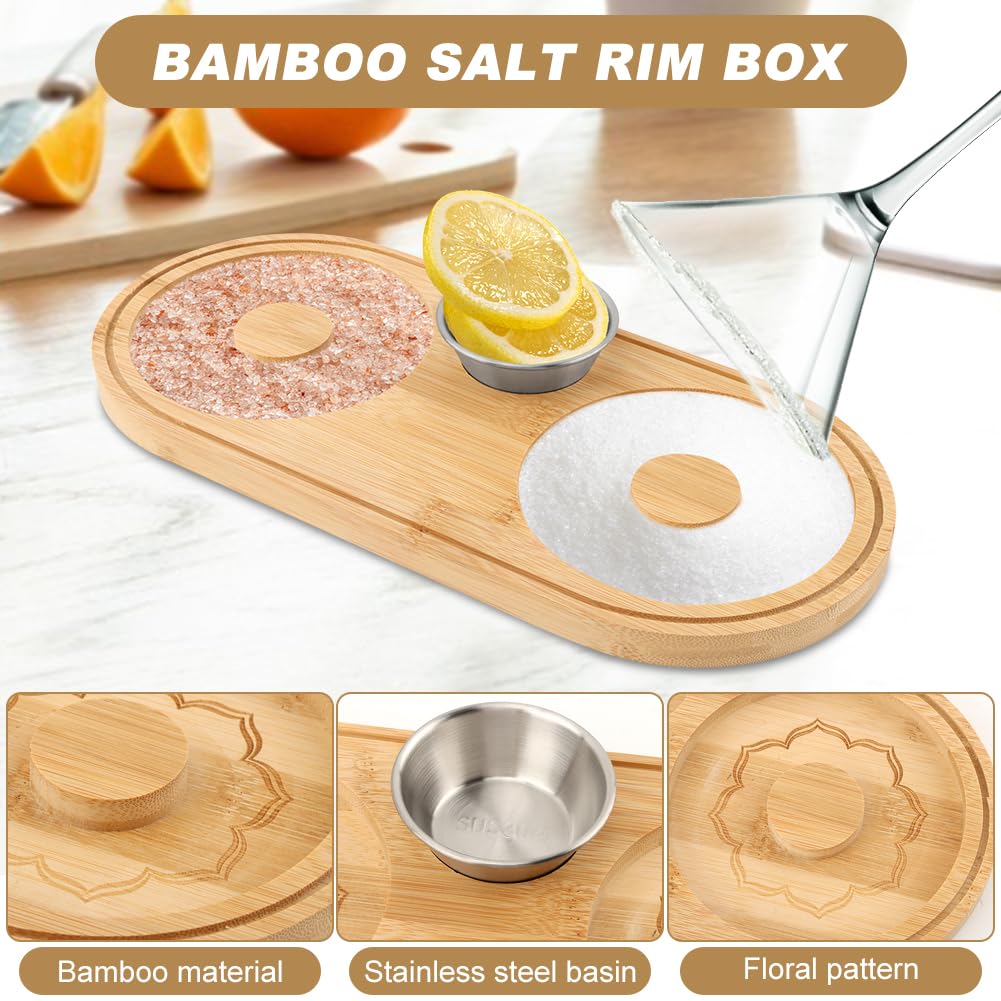Margarita Salt Rimmer Set With Stainless Steel Bowl and Citrus Juicer,Salt and Sugar Rimmer-Tray for Drink,Bar Glass-Rimmer for Margarita Rim, Cocktail-Rimmer for Bar Tool