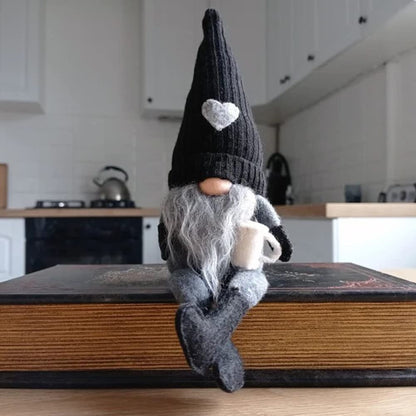 JstDoit 2 Pcs Coffee Gnomes Plush Bar Decor, Handmade Swedish Tomte Gnomes Gifts Farmhouse Scandinavian Figurine Gnome for Home Kitchen Coffee Station Table Shelf Decor