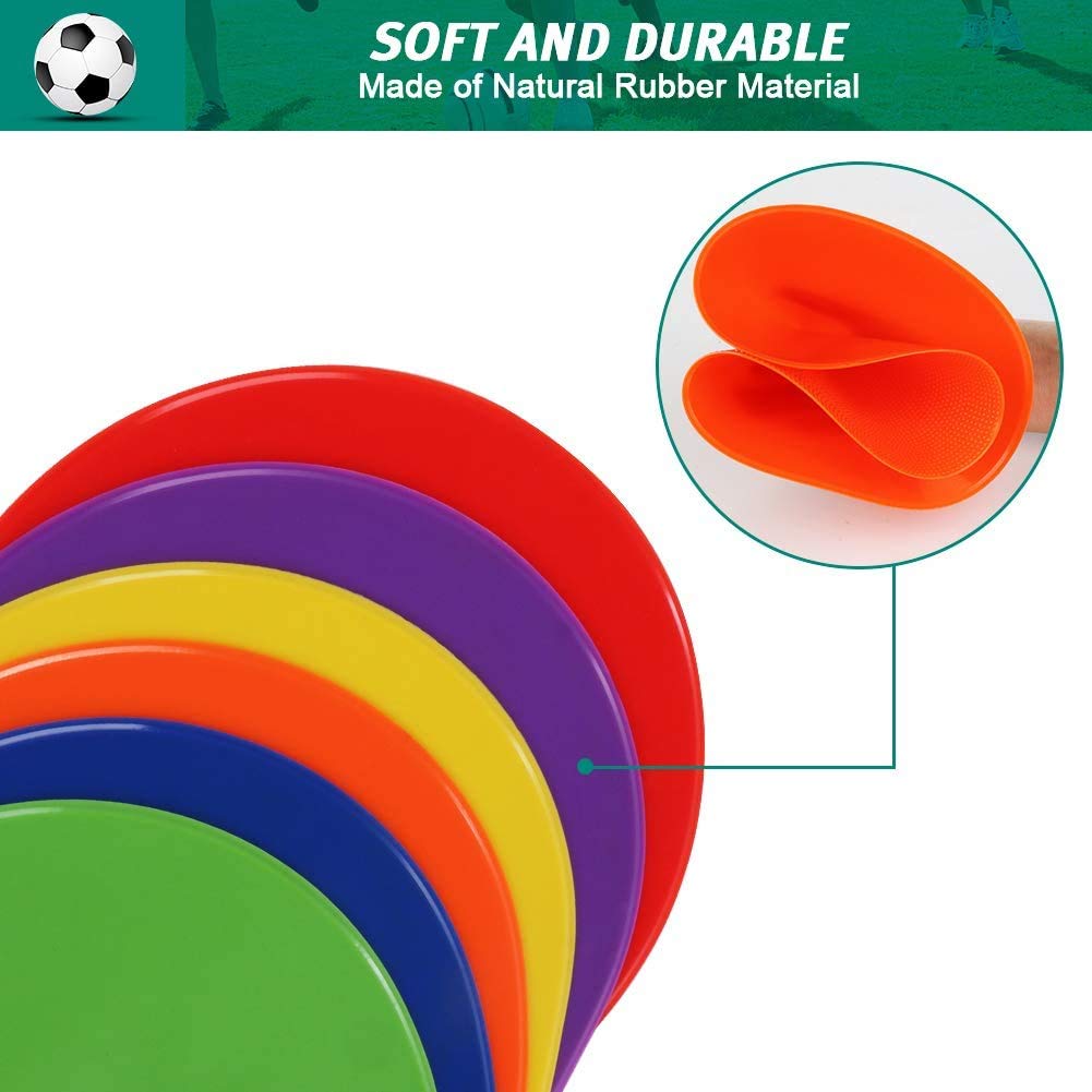 TuXHui 60 Pcs Poly Vinyl Spot Markers Rubber Floor Dots Non Slip Agility Markers Flat Field Cones for PE Gym Classes, Classroom Activities and Games, Soccer Basketball Sports Speed Agility Training