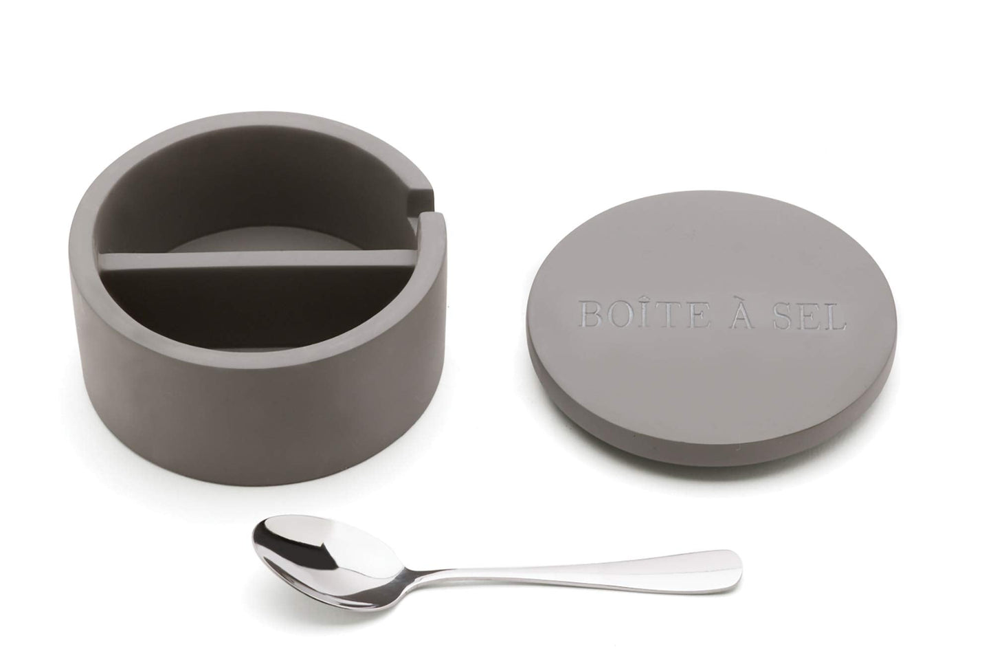 Fox Run Cement Dual Chamber Salt Cellar, 3 x 5 x 4.75 inches, Gray