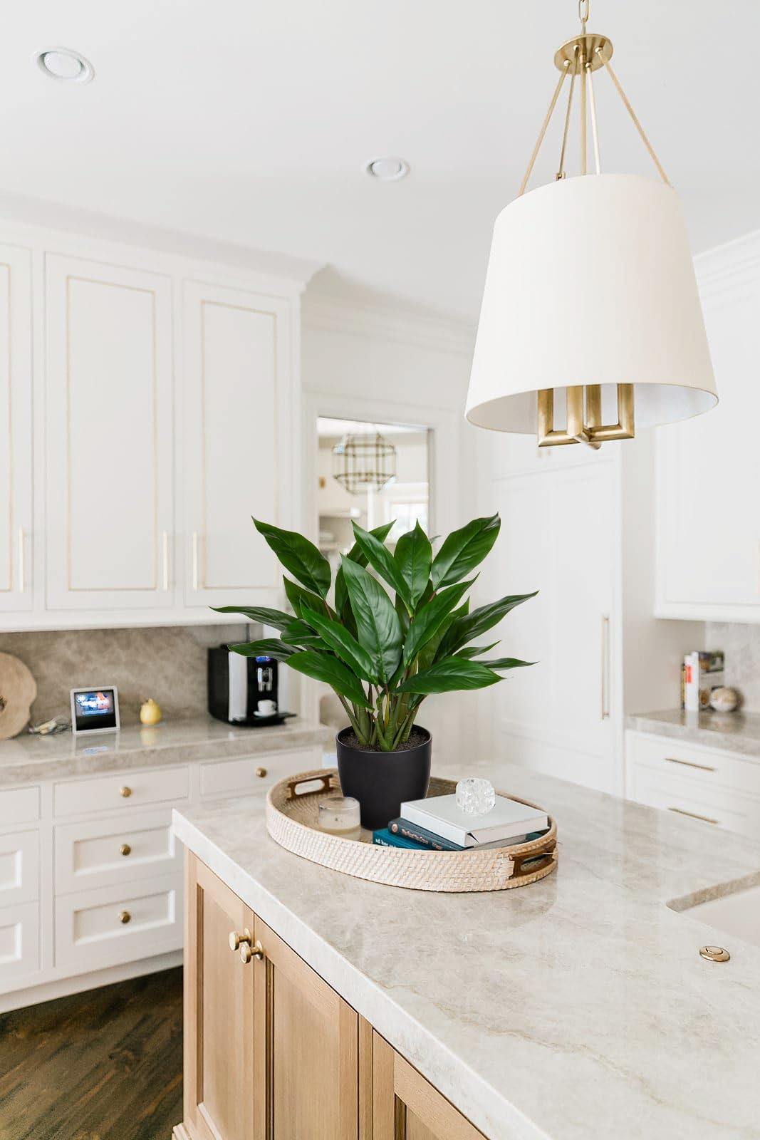 GnFlus Fake Plants 17'' Faux Plants Artificial Potted Plants Indoor Realistic Fake Cast Iron Plant Artificial Plants with Pot for Home Office Farmhouse Kitchen Bathroom Table Shelf Decor