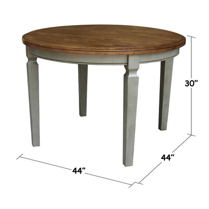 IC INTERNATIONAL CONCEPTS 44 x 44 in Round Top Solid Wood Dining Table in Hickory/Stone