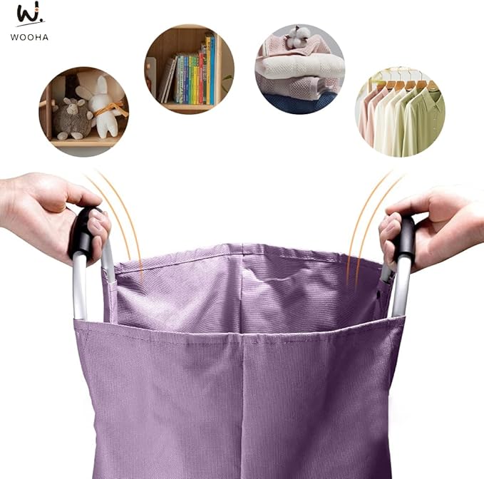 WOOHA 125L Large laundry basket, Collapsible laundry hamper, Tall Clothes