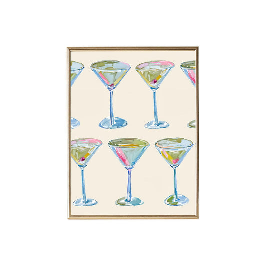 Trendy Cocktail Art Print Martini Glasses Wall Art Modern Bar Cart Decor Preppy Aesthetic Canvas Prints Modern Watercolor Painting for Living Room Bedroom Kitchen Bar Dorm Home Decor 12"x16" Unframed