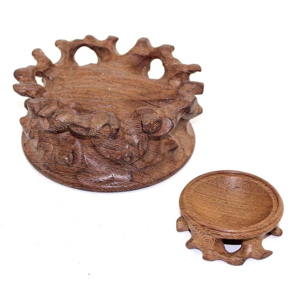 GOLDY&WENDY Oriental Asian Rosewood Crystal Decorative Ball Display Stand Pedestal Stands