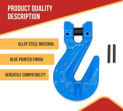 Mytee Products 2 Pack 3/8" Grade 100 Cradle Clevis Grab Hook for Lifting - 8,800 LBS WLL Heavy Duty Tow Chain Hook for Trailer/Truck Transport