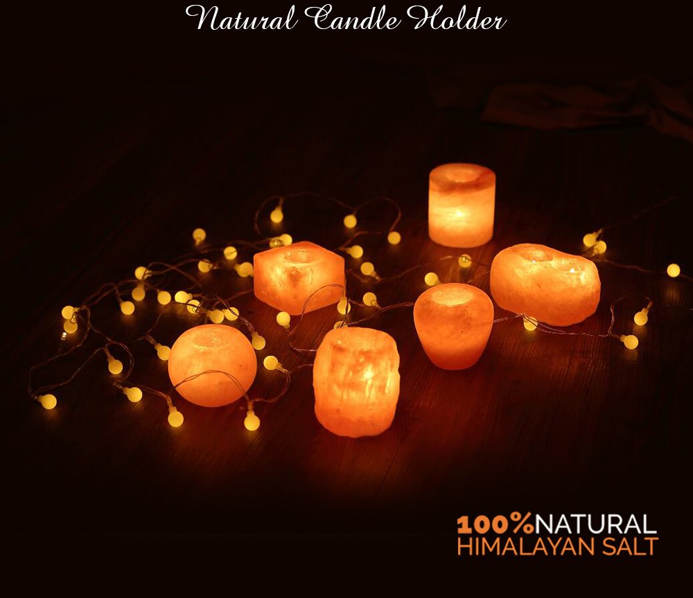 Himalayan Glow Apple Style Natural Pink Salt Tealight Candle Holder,100% Pure Crystal Salt Candle Lamp | Night Light & Decorative Light, Choice