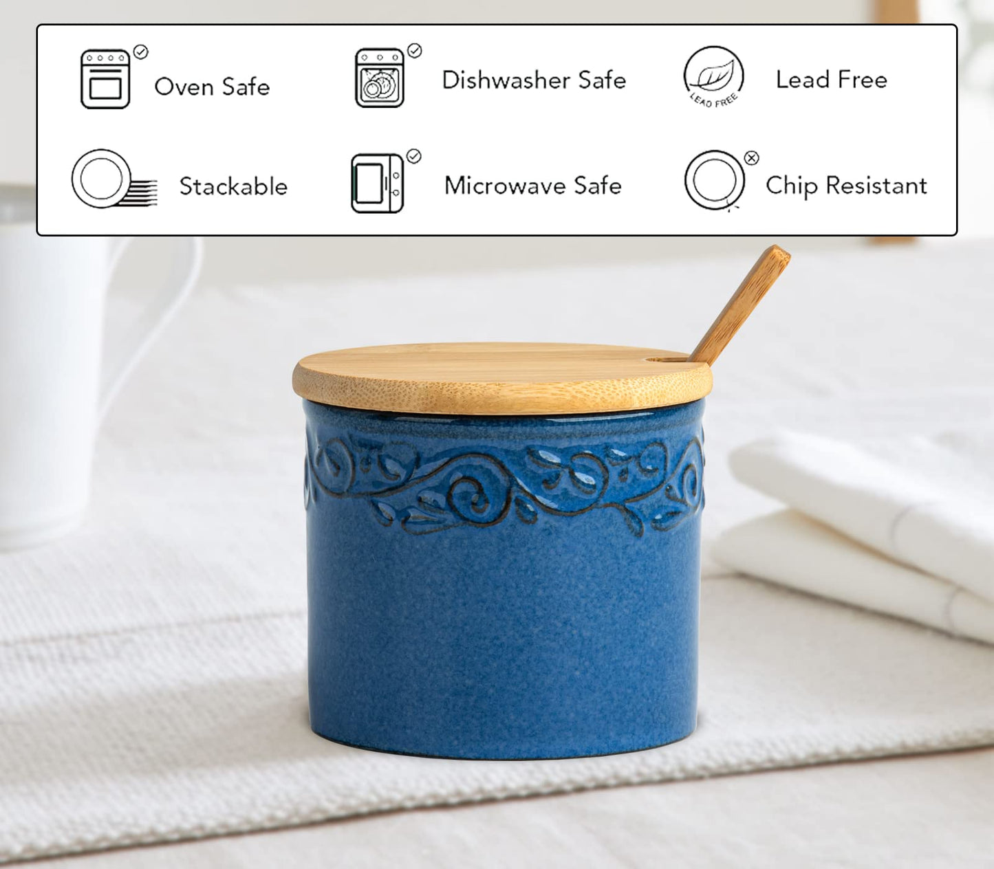dgudgu Sugar Bowl With Lid And Spoon Blue Ceramic Jar Sugar Cube Container Sugar Dish With Lid And Spoon Sugar Cube Holder