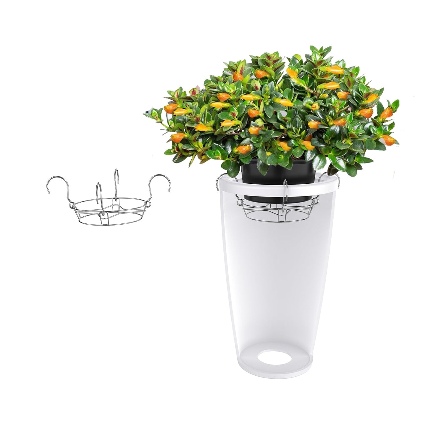 BBpara Height Planter Inserts for Tall Planters Large Pots,4 HooksFits in The Top Openings 9-12.5" Wide,Wedding & Party Decor, Stainless Steel,Patent Pending