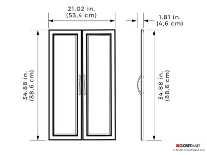 ClosetMaid Modular Storage Pair Set, 2 Glass Pane Doors, Wood Closet Organizer Shaker Style, Add On Accessory for Shelf Units, White, 34.88" H x 21.02" W x 1.81" D