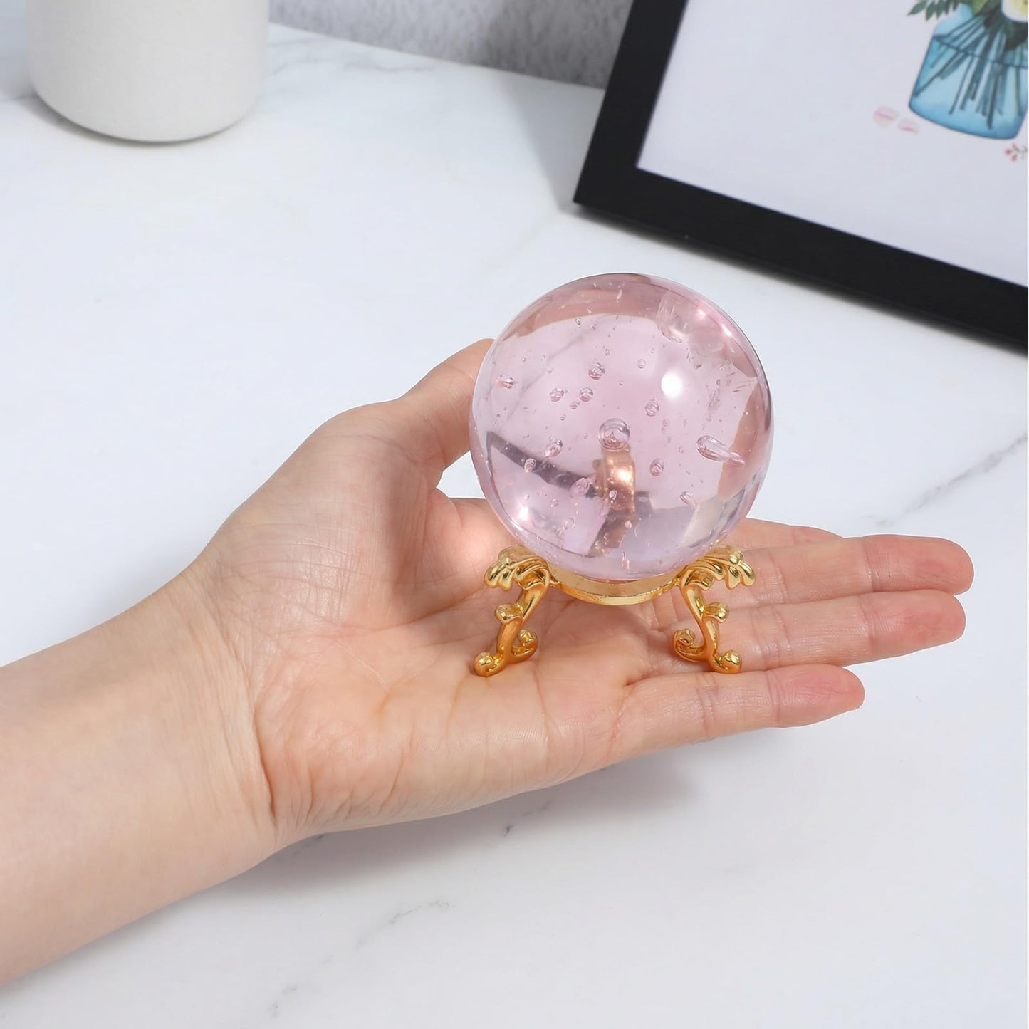 MAQUITA 20 Pcs Gold Crystal Ball Stand for Displaying Crystal Glass and Natural Rocks, Sphere Display Holder for 40mm-80mm Sphere or Stone