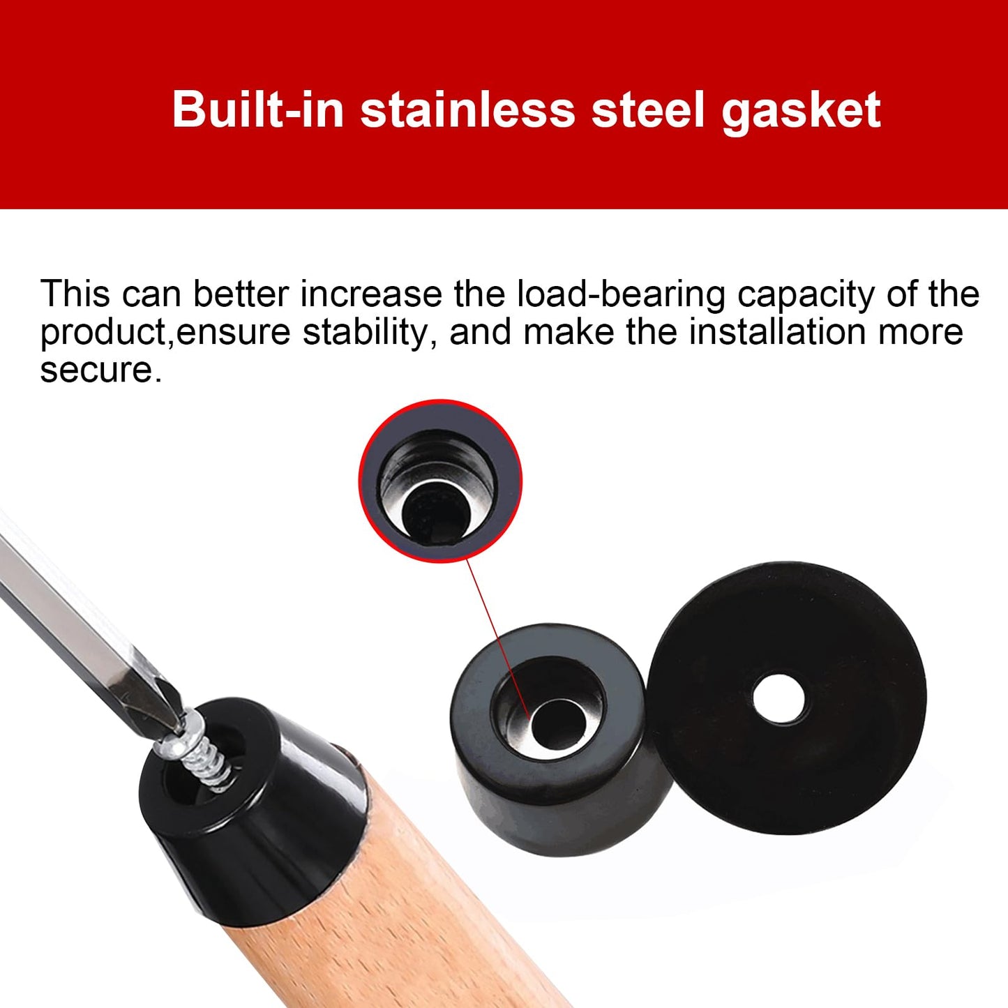 smseace 160PCS(3 Sizes) Black Rubber Feet for Cutting Board, Built-in Stainless Steel Washer and Screws, Soft, Non-Slip, Small Rubber Bumper Feet for Furniture Electronics, Tables, Sofas Etc