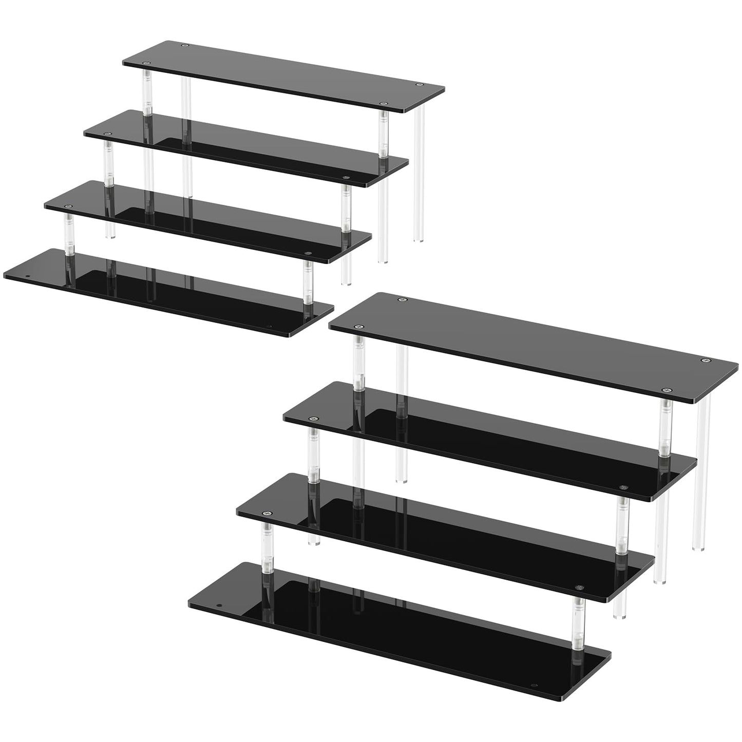 4 Tier Acrylic Display Risers, Black Perfume Organizer Stand, Large Cupcake Stand Holder, Dessert Display for Party, Display Shelf for Figure and Collection, Riser Stand for Decoration and Organizer