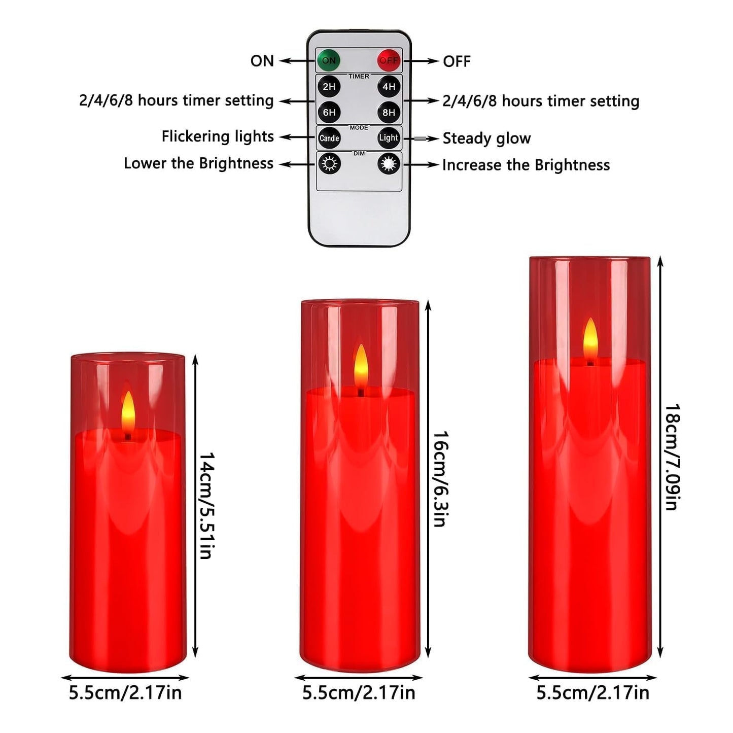 Grcdoyvl 24-Pack Red Flameless LED Candles - Remote Control & Timer, Realistic Flickering for Chinese New Year Decor, Valentine's Day, Romantic Home Ambiance, Fireplace Mantel & Festive Centerpieces