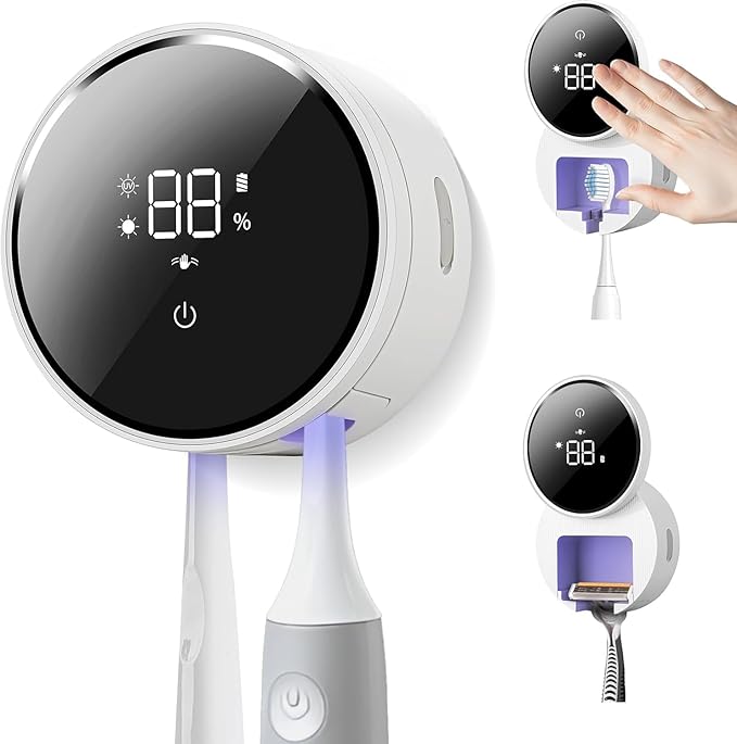 Wall Mounted Toothbrush Holder & Toothbrush Cleaner, Electric Toothbrush Holder