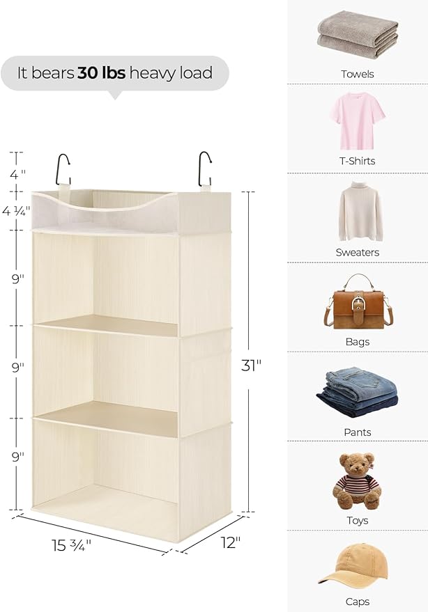 StorageWorks Hanging Closet Organizer, 3-Shelf Hanging Closet Shelves